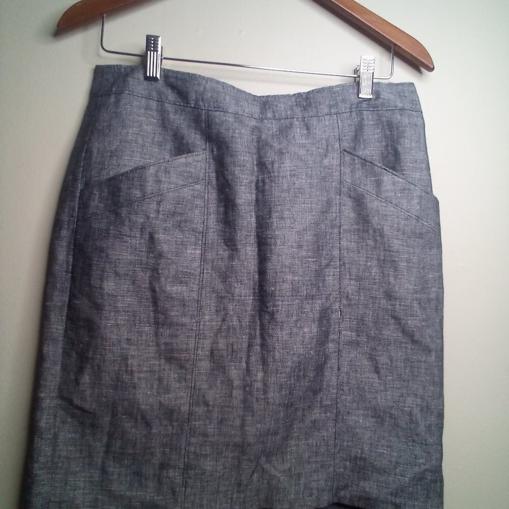Ann Taylor Skirt 6 Linen Blend Fully Lined Gray - Picture 11 of 13